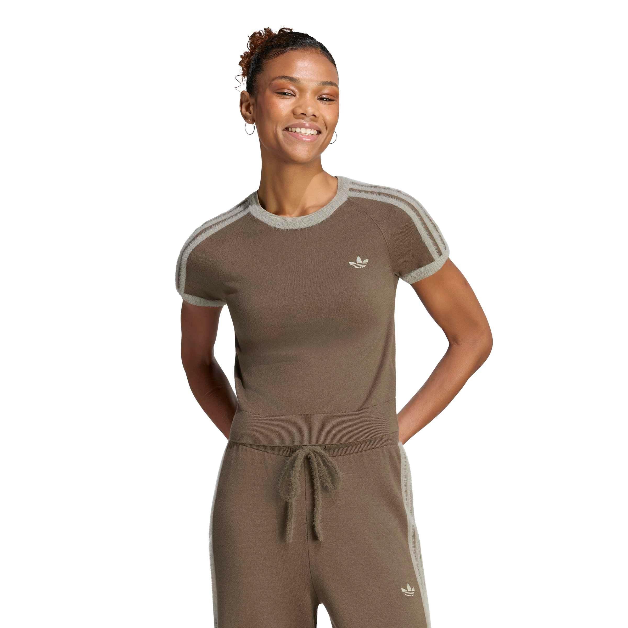 adidas Originals Women's adicolor Knit T-Shirt - Brown - BROWN
